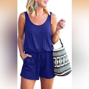 Stylish Blue Sleeveless Romper